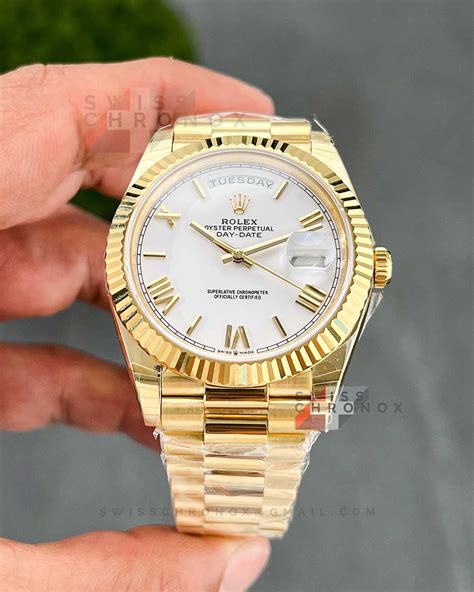 rolex day date 228238 yellow gold white dial|Rolex Day-Date watch 18 ct.